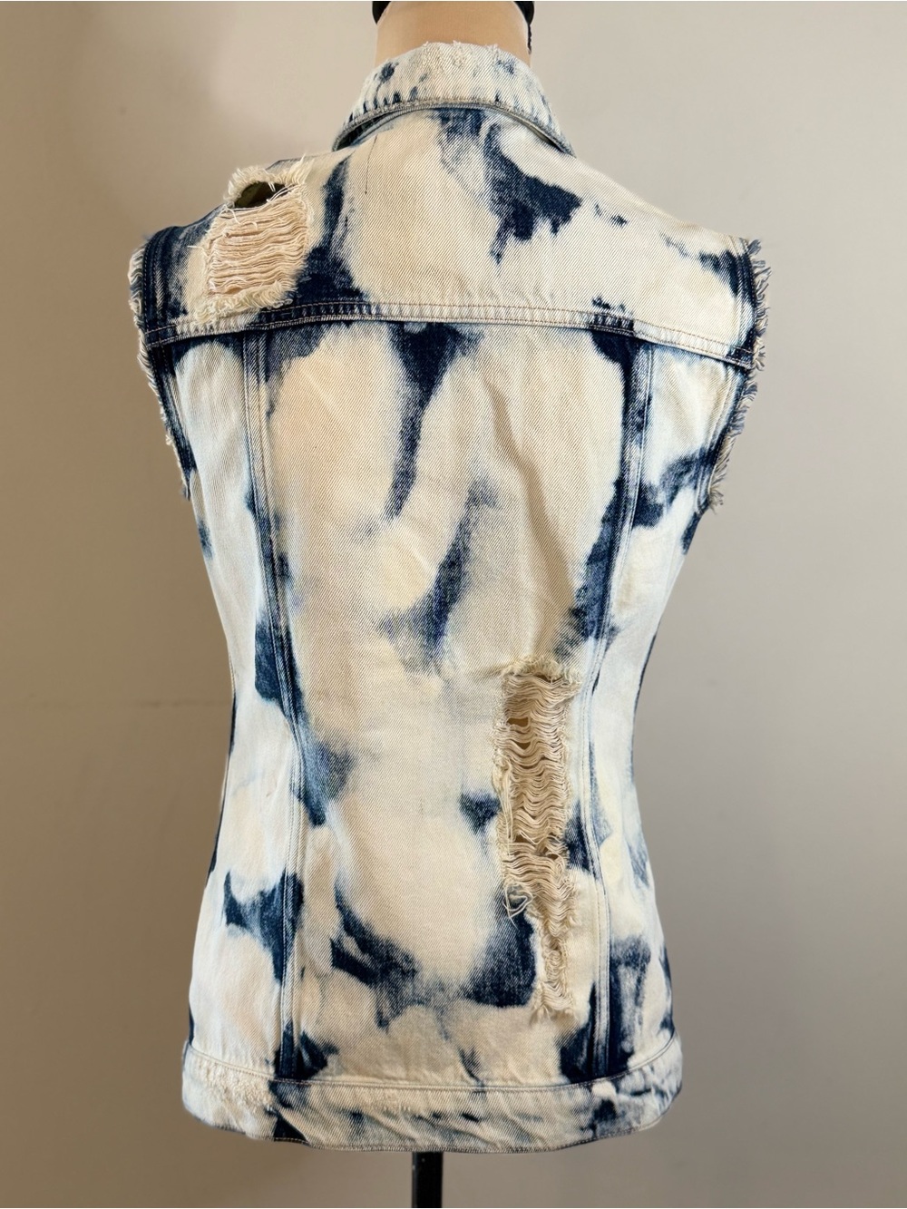 Relish tie dye sequin metal stud denim jeans vest SZ SM - Picture 4 of 12